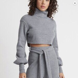 Choosy gray cropped turtleneck sweater